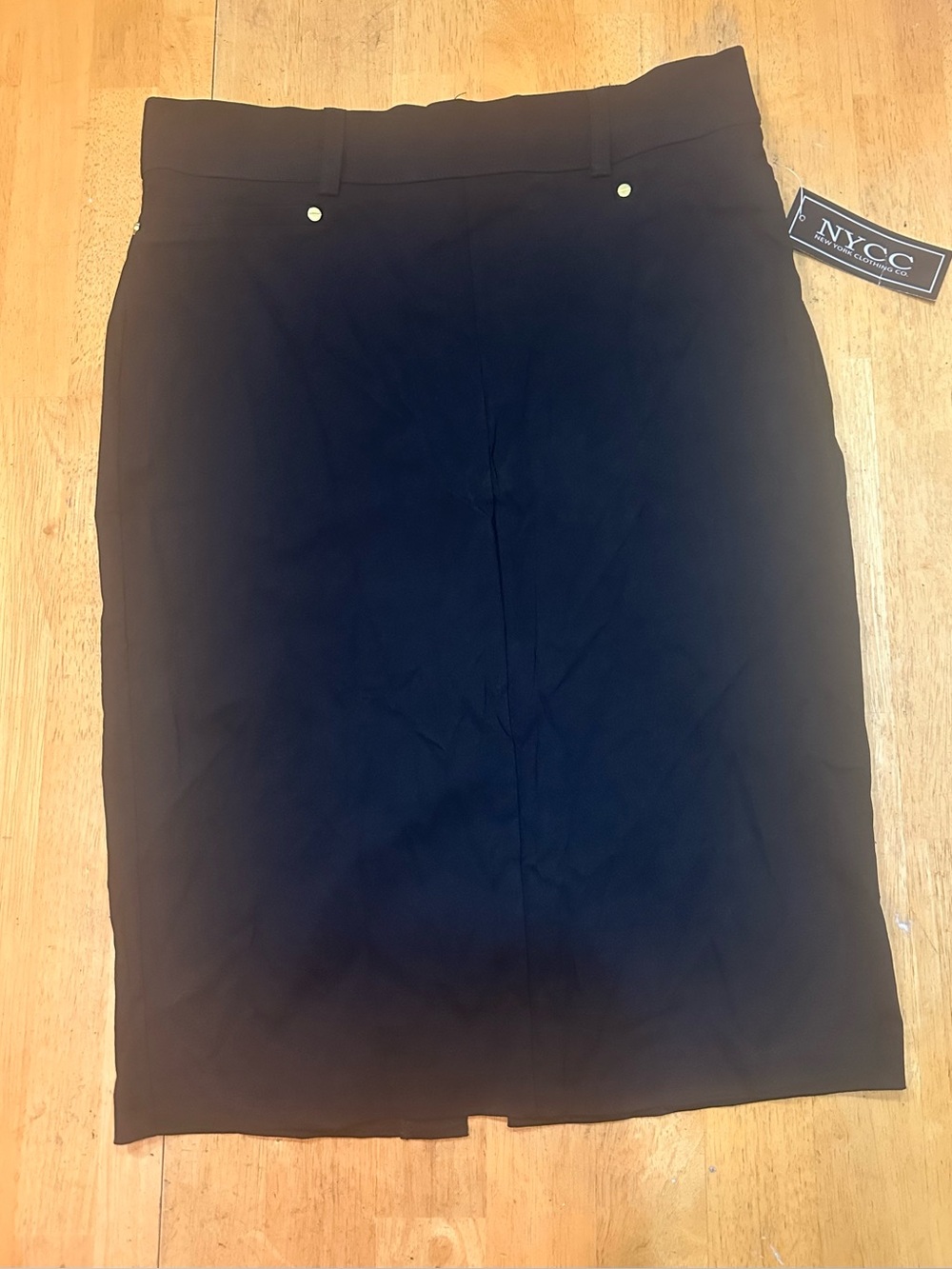 New York & Company Black Pencil Skirt with Subtle Front Slit